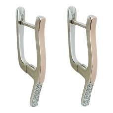 Срібні сережки з золотою пластиною. Артикул 1021С(Ф2).Rh