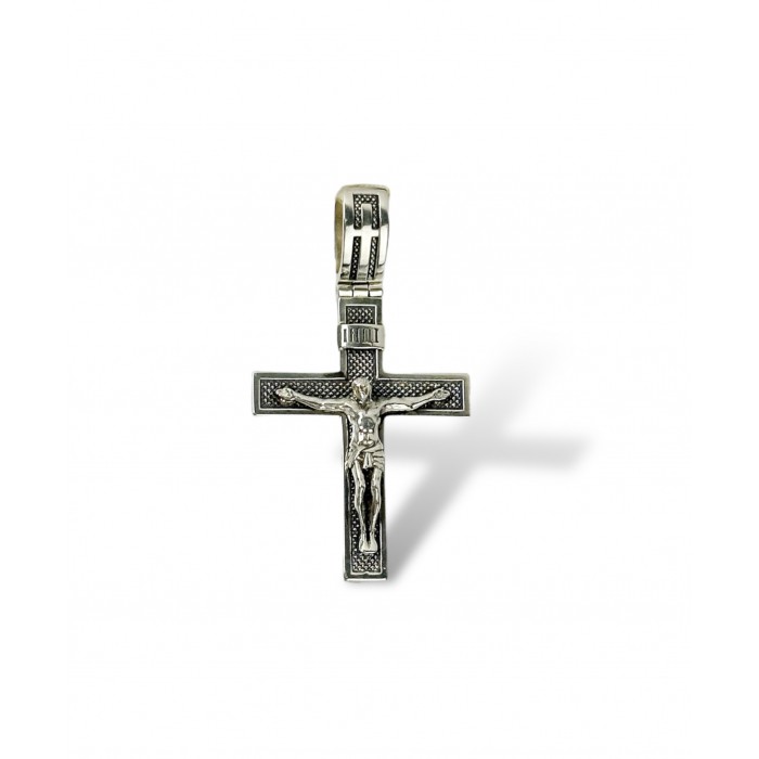 Срібний хрестик з розп'яттям.  Артикул : 1174-P.