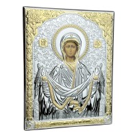Срібна ікона Покрову БЦ. Артикул 6705/3  (13,7*17,2 см) 