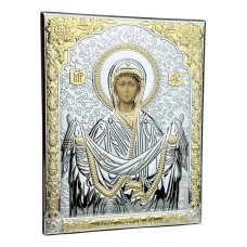 Срібна ікона Покрову БЦ. Артикул 6705/3  (13,7*17,2 см) 