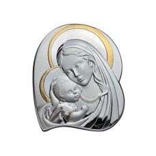 Срібна ікона Матір Божа з Ісусиком. Артикул 452650 (12*14 см)