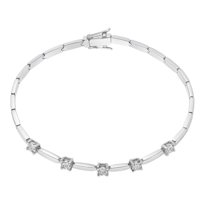 Золотий браслет з білого золота та діамантами Розмір 17 Артикул 55126