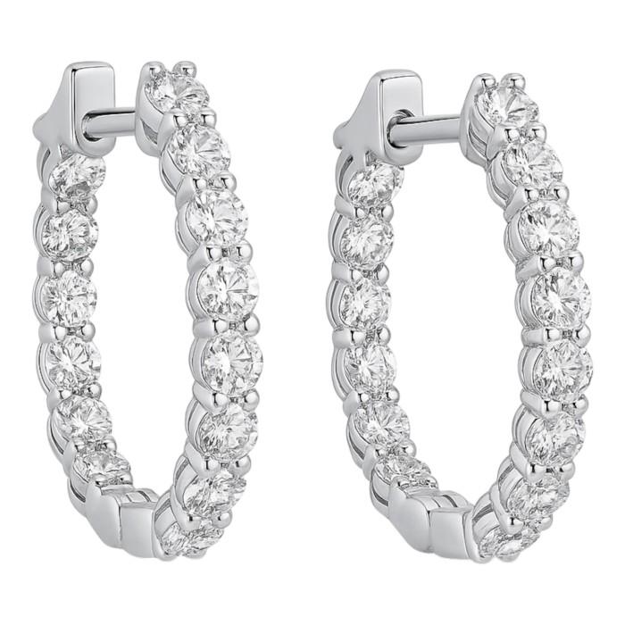 Золоті сережки з білого золота з діамантами Артикул 23337