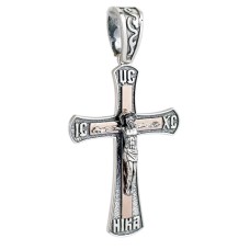 Срібний хрестик з золотою пластиною Артикул КДУ-43/1