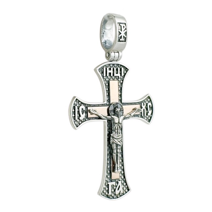 Срібний хрестик з золотою пластиною Артикул КДУ-63/1