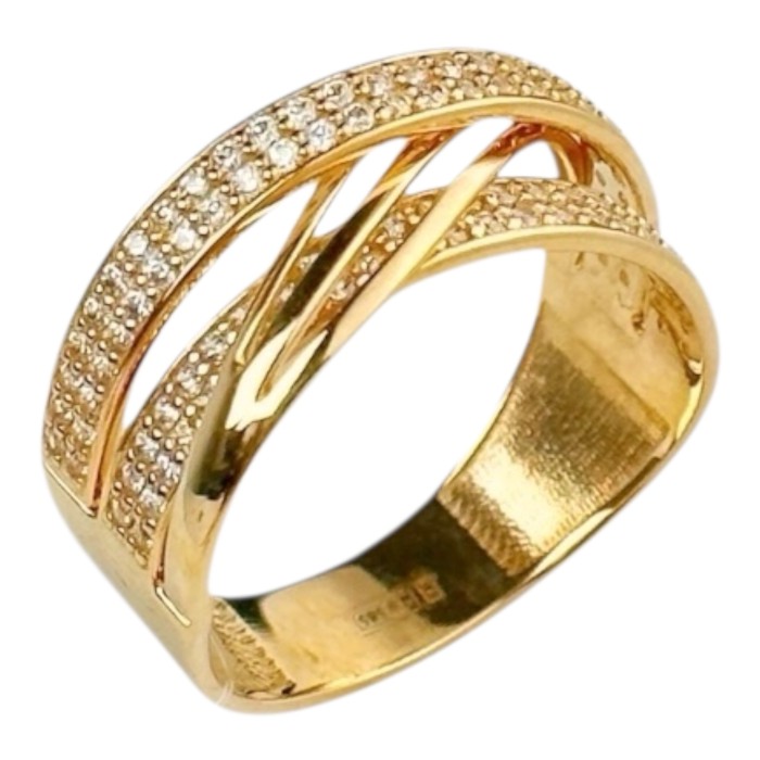 Золота каблучка з фіанітами Артикул 1106500101