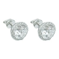 Золоті сережки з білого золота з фіанітами Артикул 2102893102