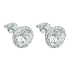 Золоті сережки з білого золота з фіанітами Артикул 2102893102