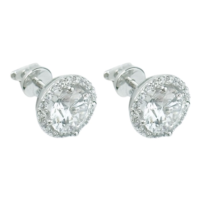 Золоті сережки з білого золота з фіанітами Артикул 2102893102