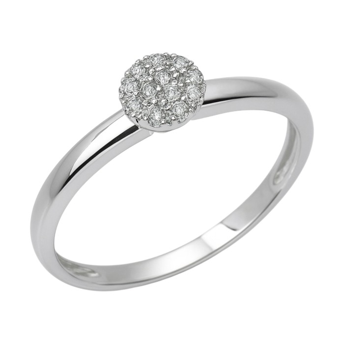 Золота каблучка з білого золота з діамантами Розмір 17.5 Артикул 12517