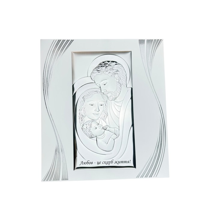 Срібна ікона Cвята Родина. Артикул QF6005FP/5 (27*43 см)