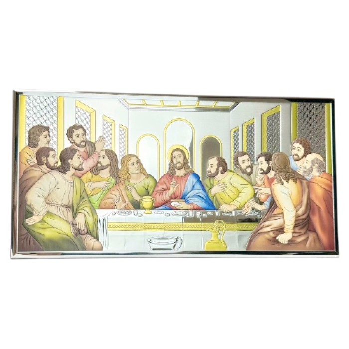 Срібна ікона Тайна Вечеря. Артикул 6465/7С (50*25 см)