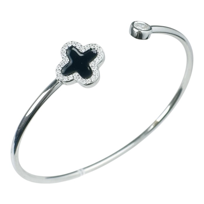 Срібний браслет "Листок щастя" з фіанітами Артикул 550298ч