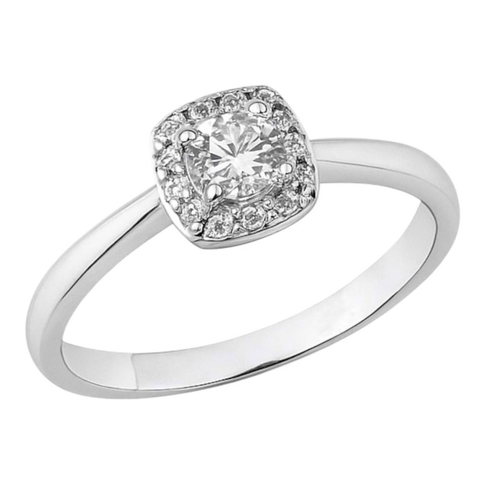 Золота каблучка з білого золота з діамантами Розмір 16 Артикул 12138