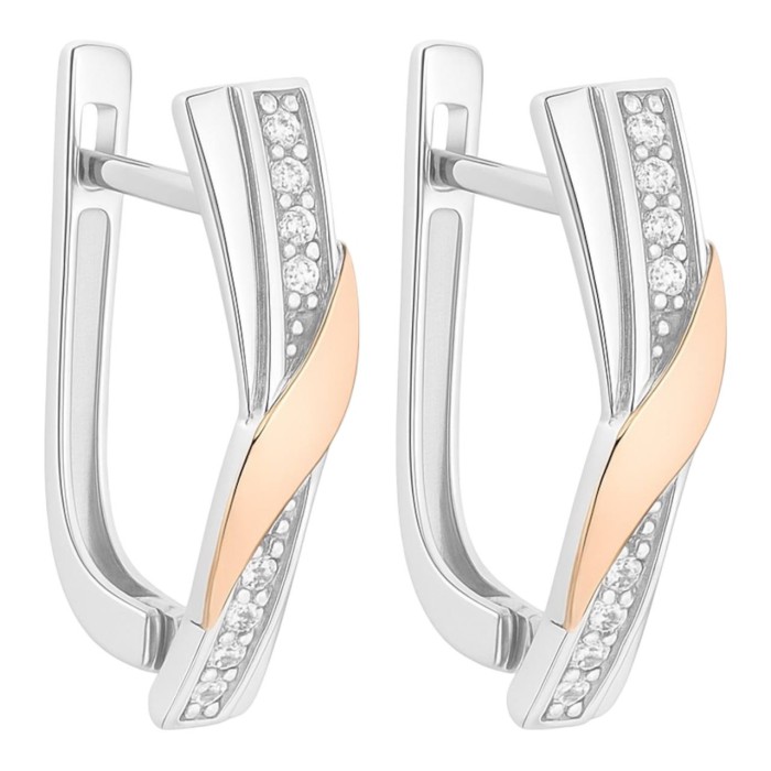 Срібні сережки з золотою пластиною. Артикул 1575С.Rh