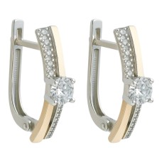 Срібні сережки з золотою пластиною. Артикул  1551С.Rh