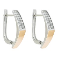 Срібні сережки з золотою пластиною. Артикул 1588С.Rh