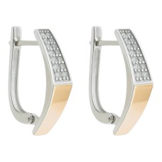 Срібні сережки з золотою пластиною. Артикул 1588С.Rh