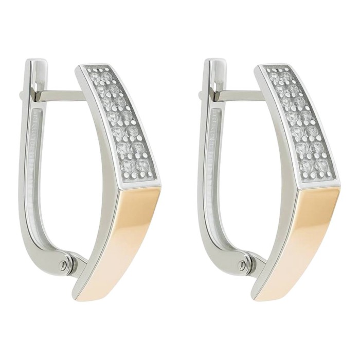 Срібні сережки з золотою пластиною. Артикул 1588С.Rh