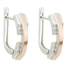 Срібні сережки з золотою пластиною. Артикул 1596С.Rh