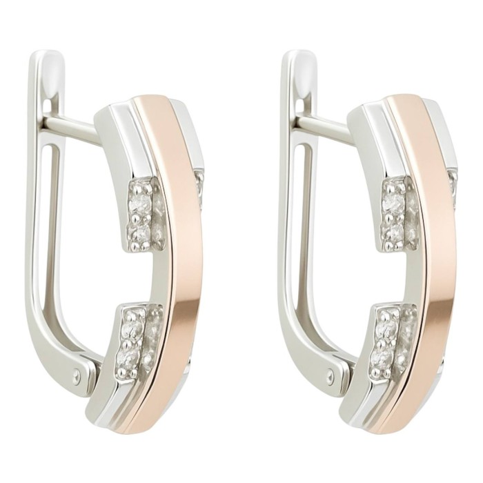 Срібні сережки з золотою пластиною. Артикул 1596С.Rh