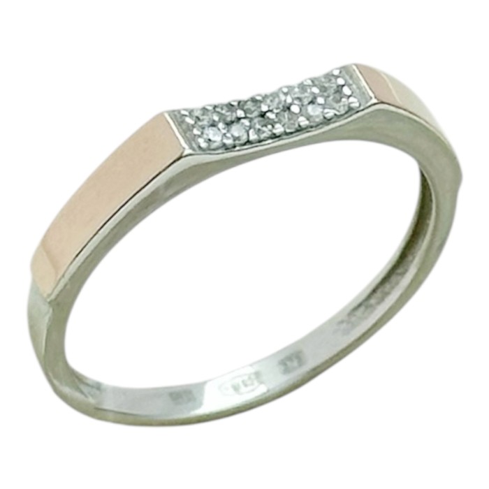 Срібна каблучка з золотою пластиною Артикул 1021К.Rh