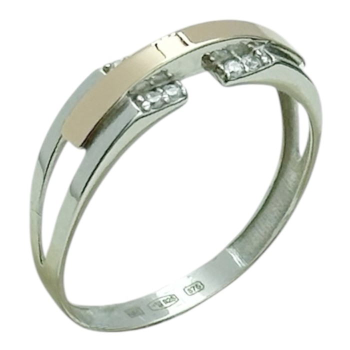 Срібна каблучка з золотою пластиною Артикул 1596К.Rh