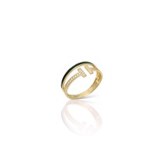 Золота каблучка з вставками цирконію та емалі  Артикул 1111828101