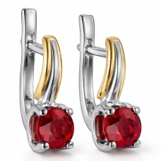 Золоті сережки з білого золота з рубіном Артикул 22696
