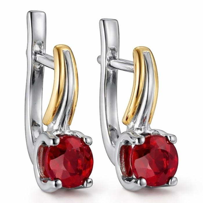 Золоті сережки з рубінами Артикул 22696
