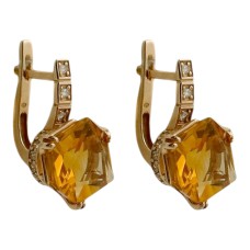 Золоті  сережки з цитрином Артикул 449781