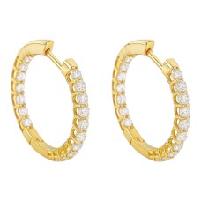 Золоті сережки кільця з фіанітами Артикул 2111695101