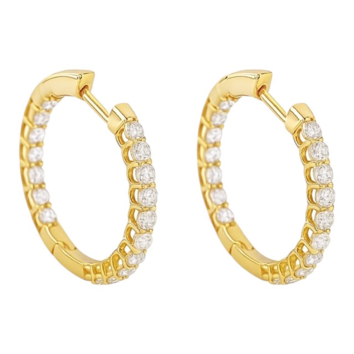 Золоті сережки кільця з фіанітами Артикул 2111695101