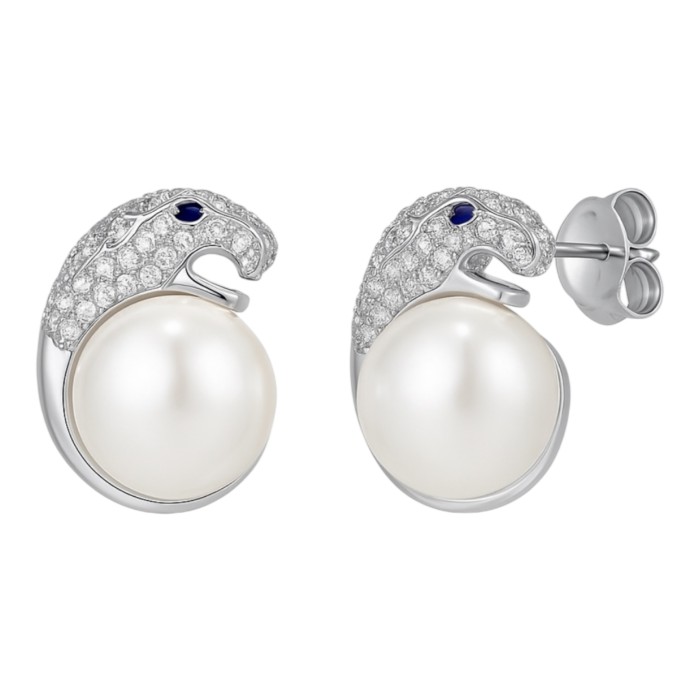 Срібні сережки з перлиною . Артикул   17NAPS 87475