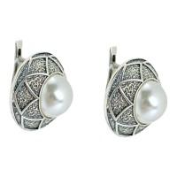 Срібні сережки з перлиною Артикул 1443ж