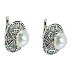 Срібні сережки з перлиною Артикул 1443ж