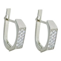 Срібні сережки з фіанітами. Артикул  р1437