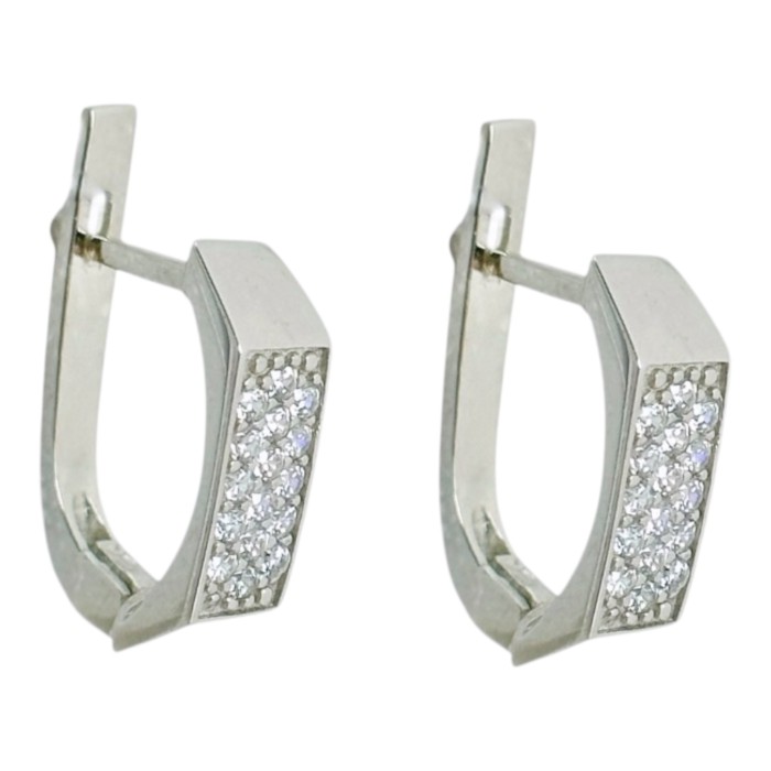 Срібні сережки з фіанітами. Артикул  р1437