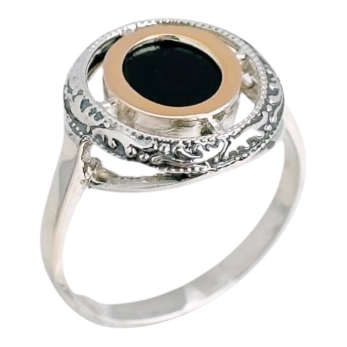 Срібна каблучка з золотою пластиною  Артикул 1242он