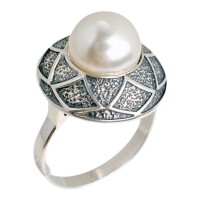 Срібна каблучка з перлиною Розмір 18.5 Артикул 1443ж