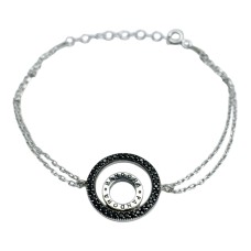 Срібний браслет з чорними фіанітами Артикул GS-04-BracltPND04S-20
