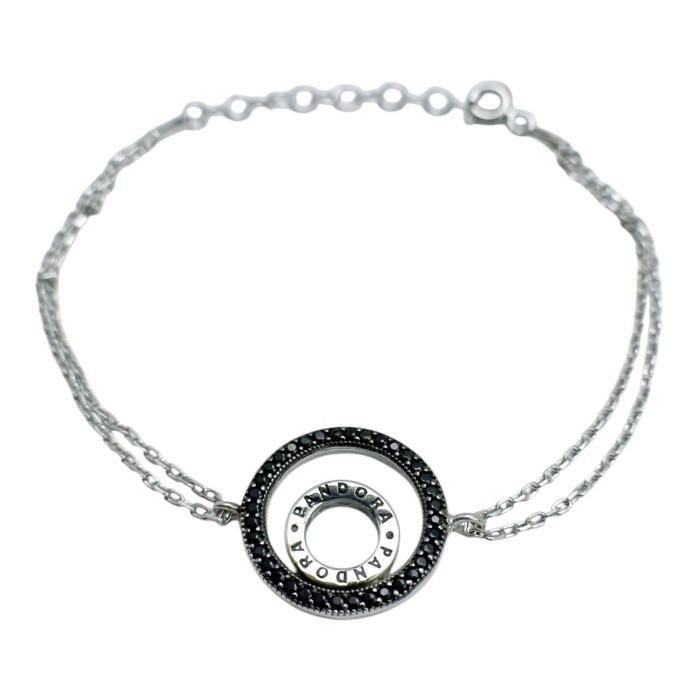 Срібний браслет з чорними фіанітами Артикул GS-04-BracltPND04S-20