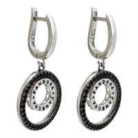 Срібні сережки з чорними фіанітами Артикул GS-02-ERSPND10S-20