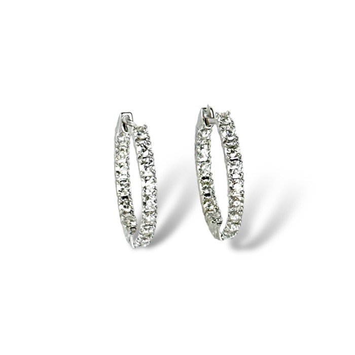 Золоті сережки з білого золота з діамантами Артикул 23091