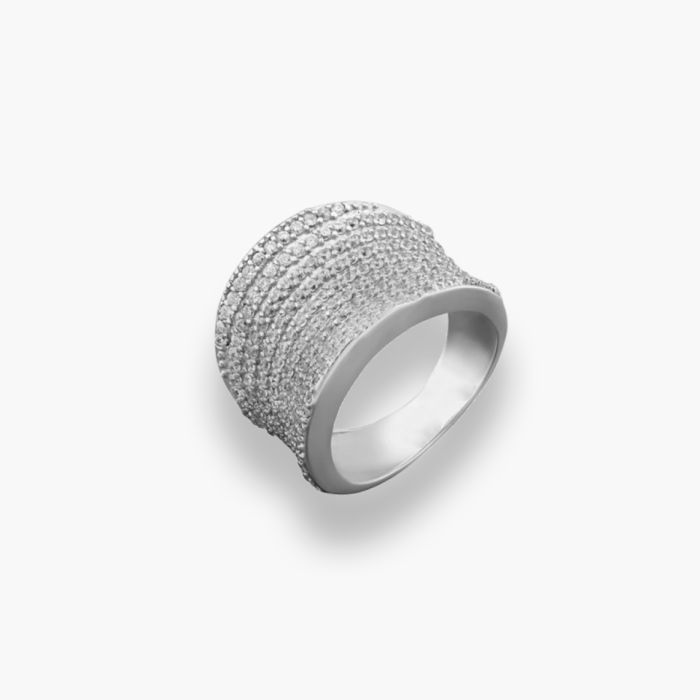 Срібна каблучка з фіанітами. Розмір 19,5 Артикул ЛК-0042р