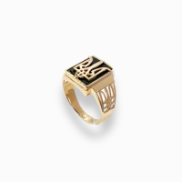 Золота каблучка "Тризуб" з оніксом Розмір 20  Артикул 1-1104он-з