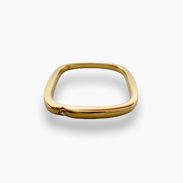 Золота каблучка Квадратна з фіанітом Розмір 17,5 Артикул 2008