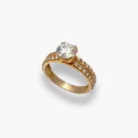 Золота каблучка на пропозицію  з фіанітами Розмір  16 Артикул 1604