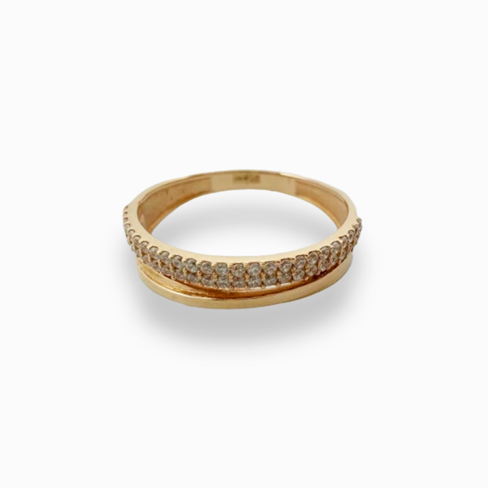 Золота каблучка з фіанітами Розмір 18,5 Артикул 119163710101