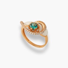 Золота каблучка з емалю та фіанітами  Артикул 330068е